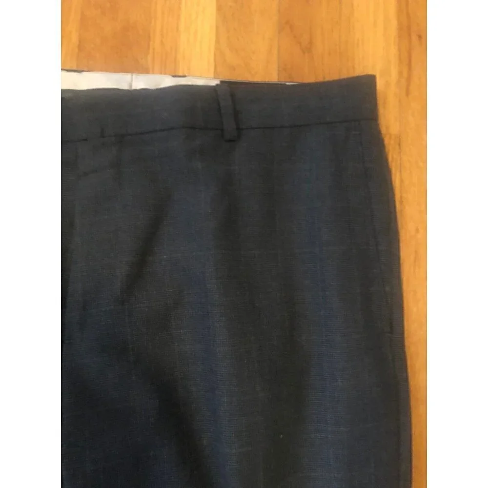 Banana Republic Mens Size 35x30 Blue Plaid Tailored Slim Fit Dress Pants